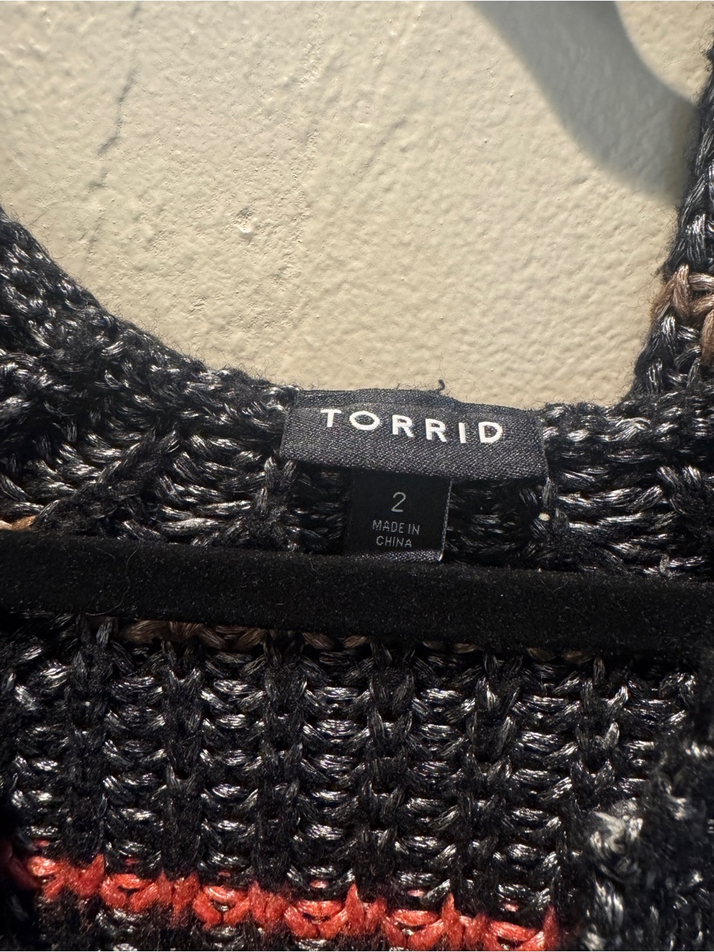 torrid Charcoal V-Neck Hooded Sweater with Pink, Green & White Stripes - Picture 3 of 3